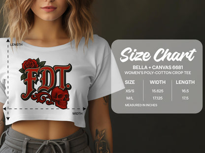 Floral Skull Print Short Sleeve Women's Crop Top product
