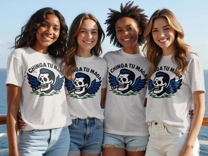 Chinga Tu Maga Skull and Wings T Shirt product