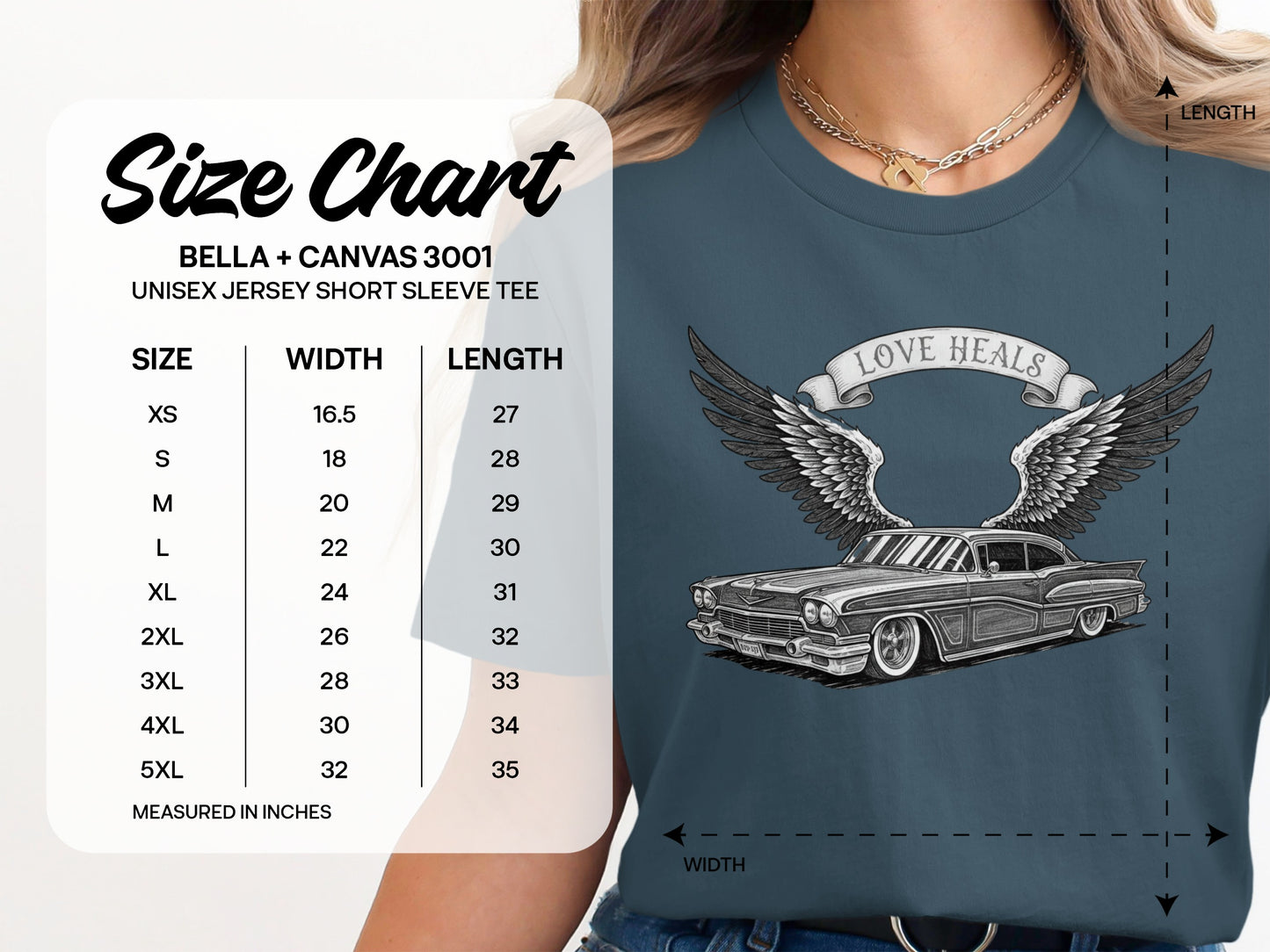 Love Heals Winged Car Graphic Unisex Jersey Short Sleeve Tee