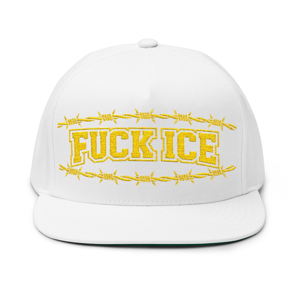 Fuck Ice Barbed Wire White Embroidered Hat
