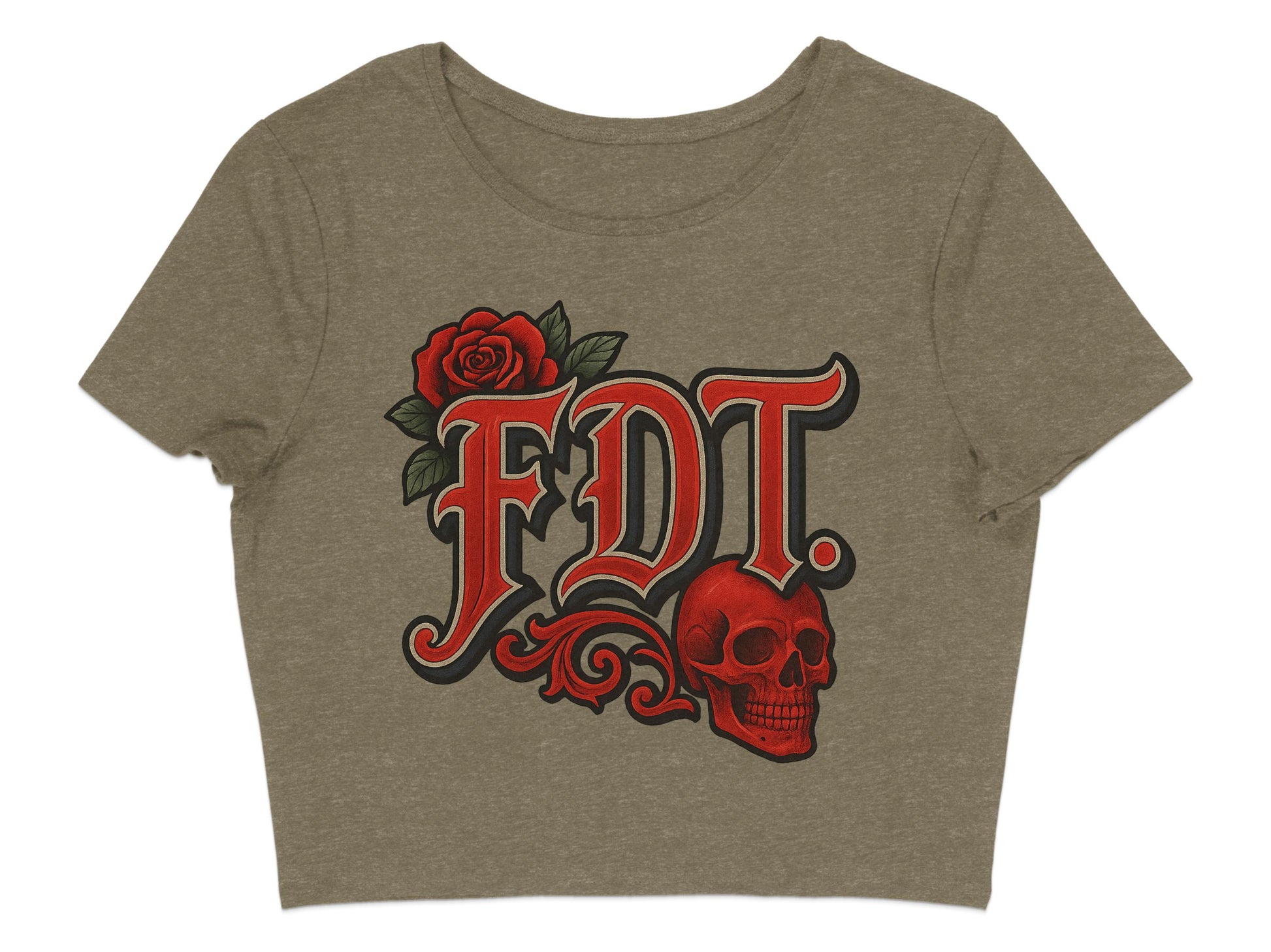 FDT Skull and Rose Graphic Cropped T-Shirt Product