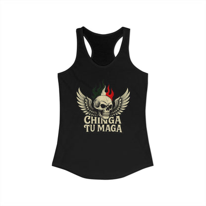 Chinga Tu Maga Skull with Wings Print Tank Top