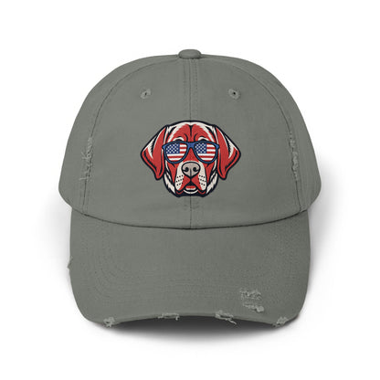 Patriotic Dog with Sunglasses Embroidered Baseball Cap