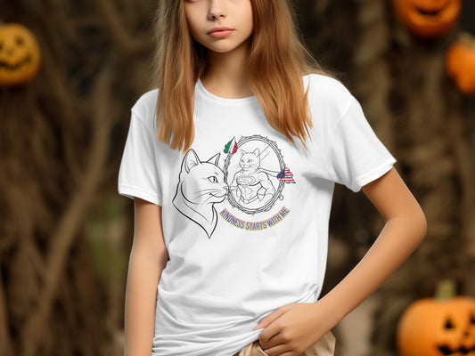 Kindness Starts With Me Cat-Themed Graphic Shirt