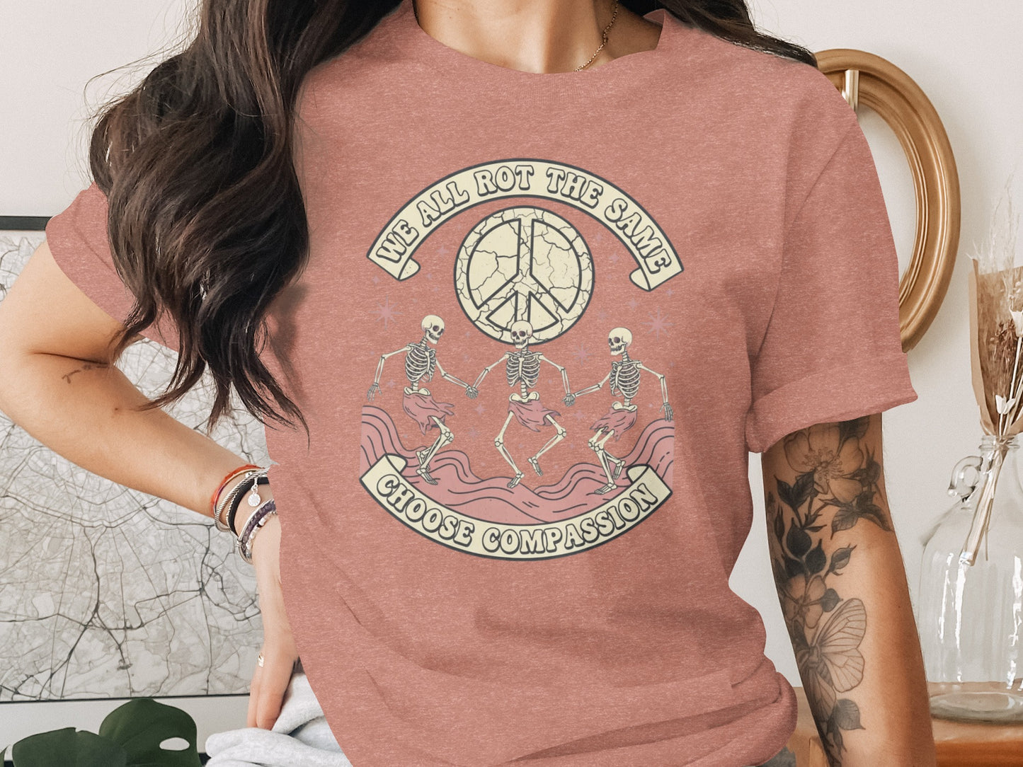 We All Rot Choose Compassion Skeletons T-Shirt