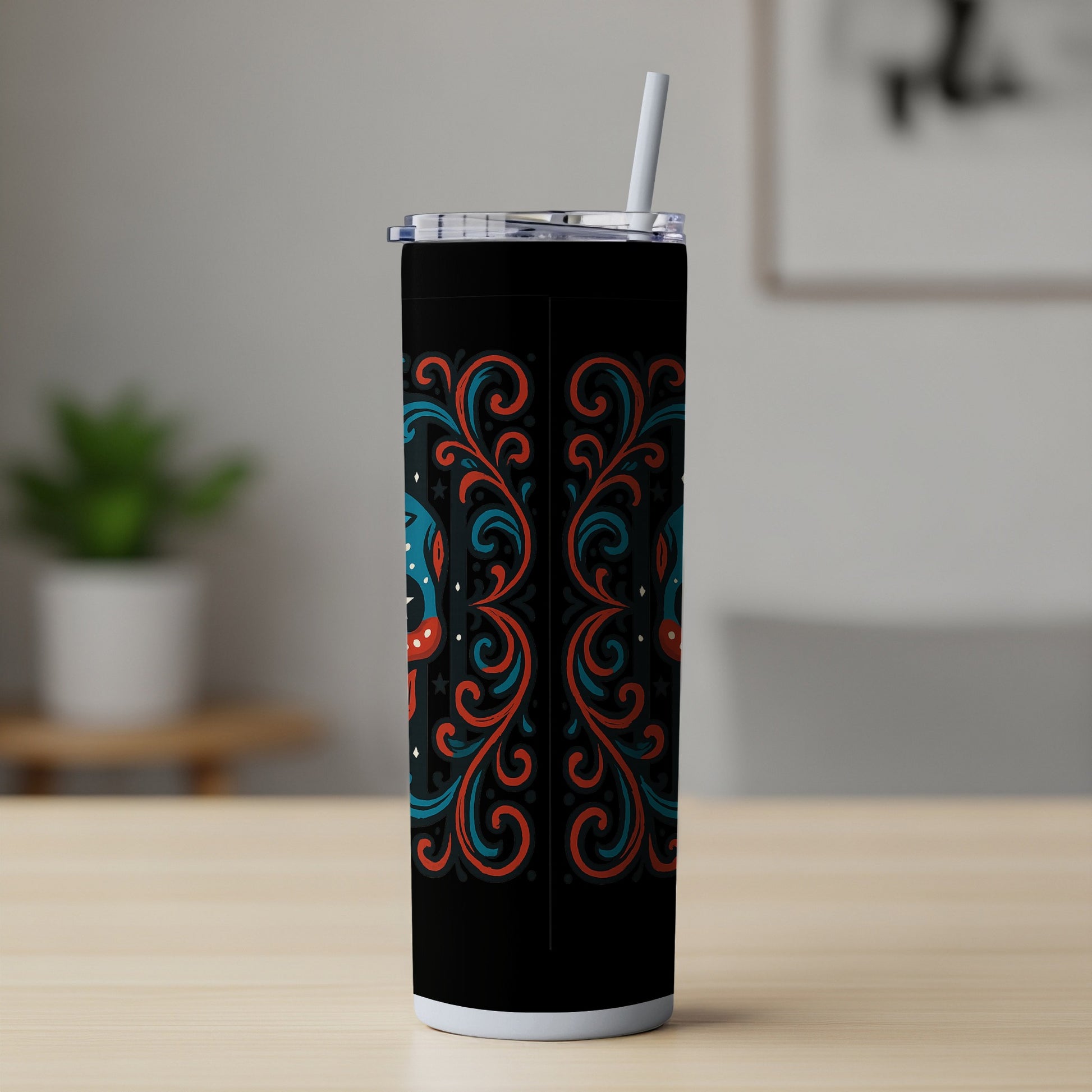 Intricate Colorful Swirl Design on Black Tumbler product type