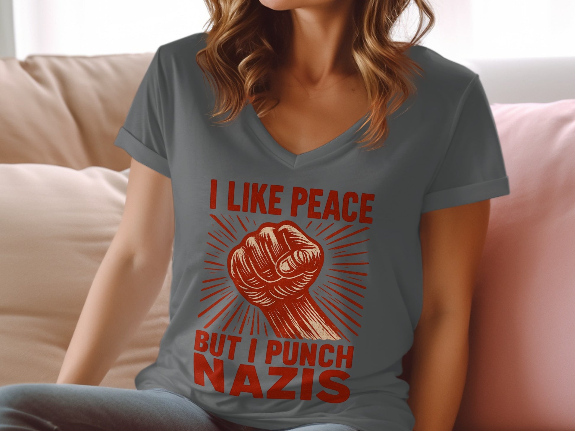 I Like Peace But I Punch Nazis Graphic T-Shirt