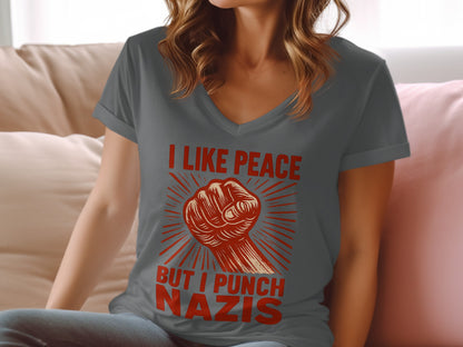 I Like Peace But I Punch Nazis Graphic T-Shirt