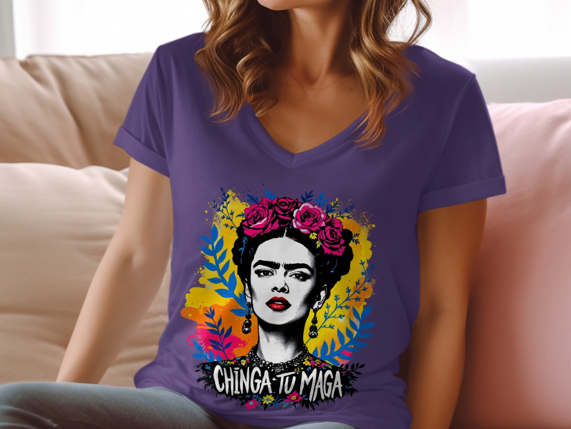 Bold Artistic Frida Kahlo Graphic Tee Shirt