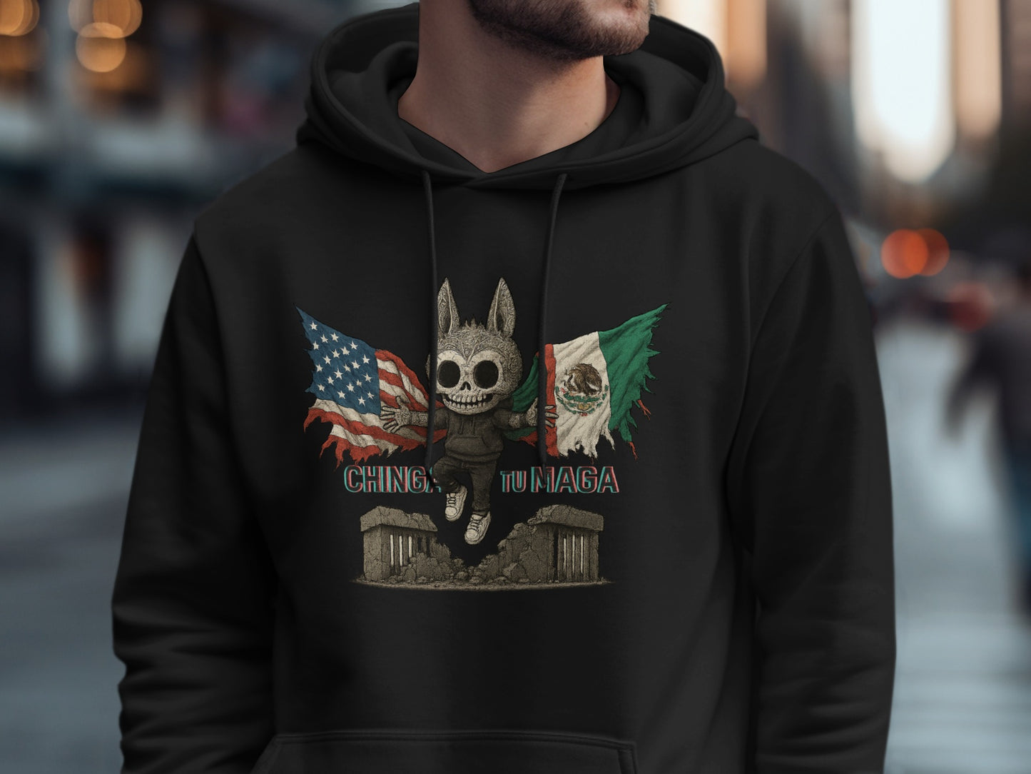Chingatumaga Hoodie with American Mexican Flags product