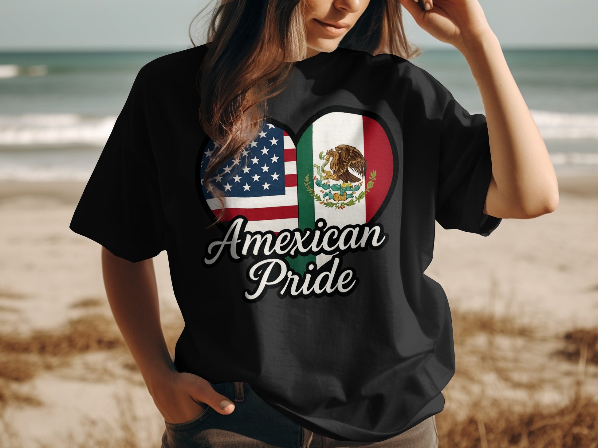 Mexican and American Pride Hearts Design Shirt product type