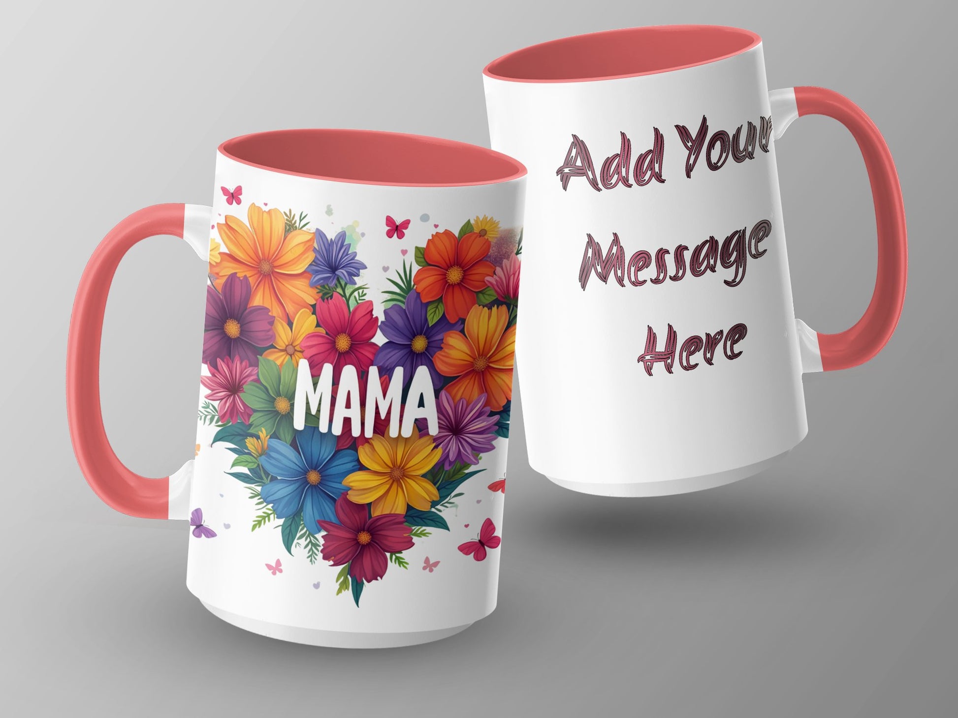 Colorful Floral Heart Mama Personalized Mug product