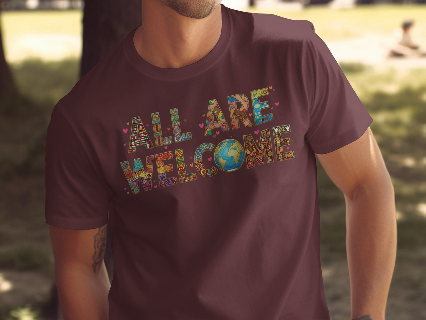 All Are Welcome Colorful Graphic T-shirt