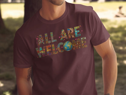 All Are Welcome Colorful Graphic T-shirt