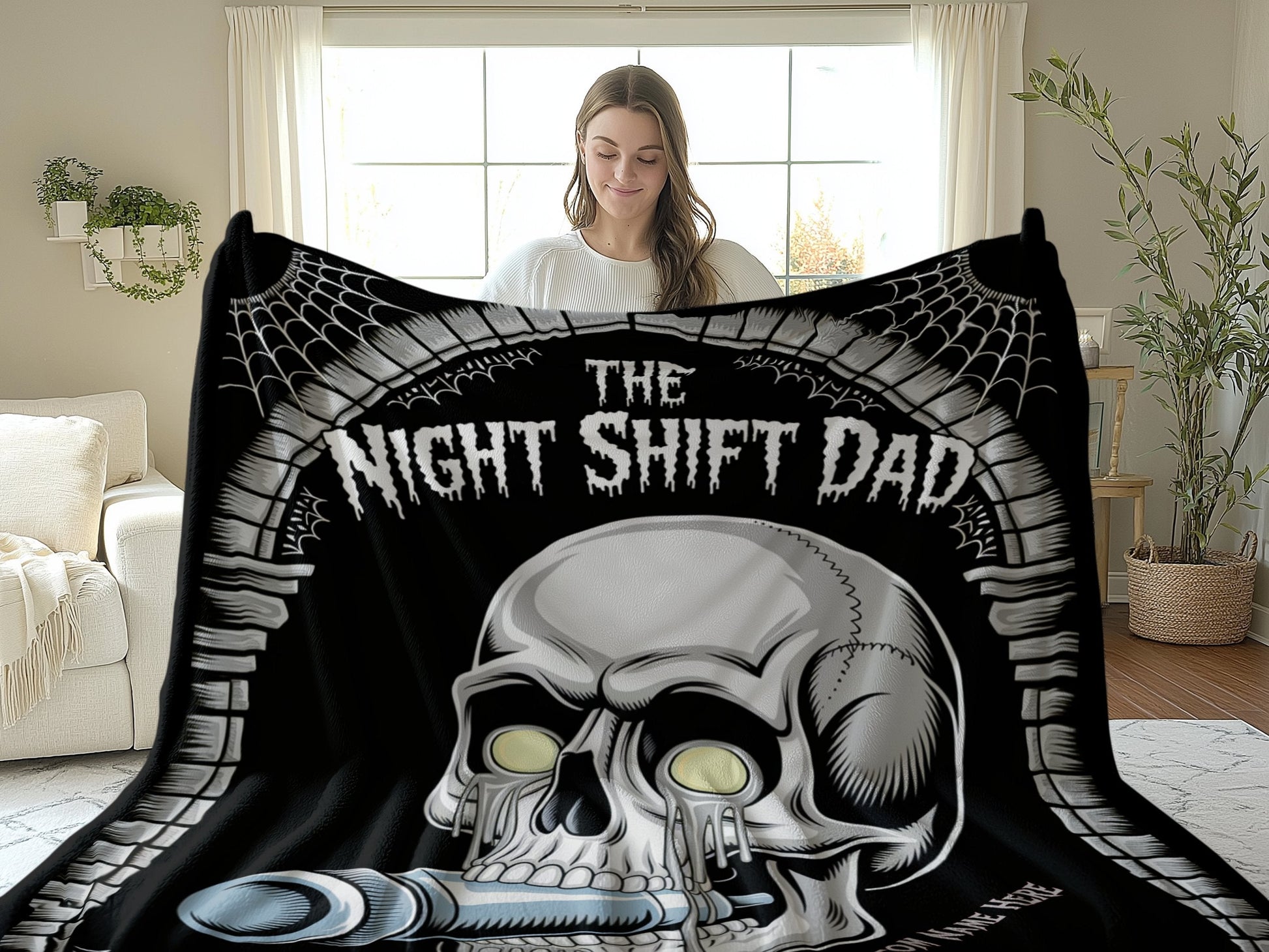 The Night Shift Dad Skull Design Bed Blanket product