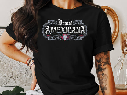 Proud AMEXICANA Skull Design Short Sleeve T-Shirt product type