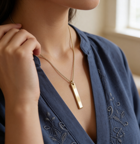Custom Vertical Bar Necklace (Engraving)