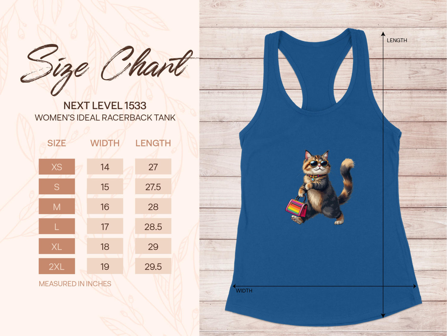 Cute Cat with Rainbow Bag Design on Racerback Tank product
