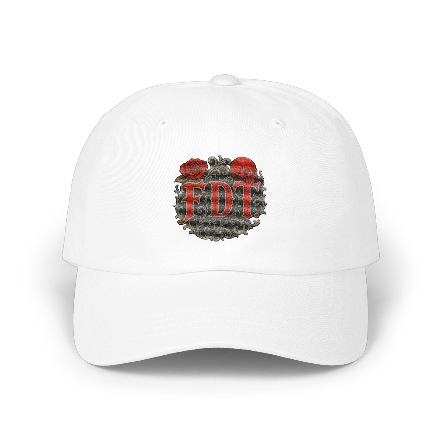 Stylish White Cap with Intricate EDT Design product