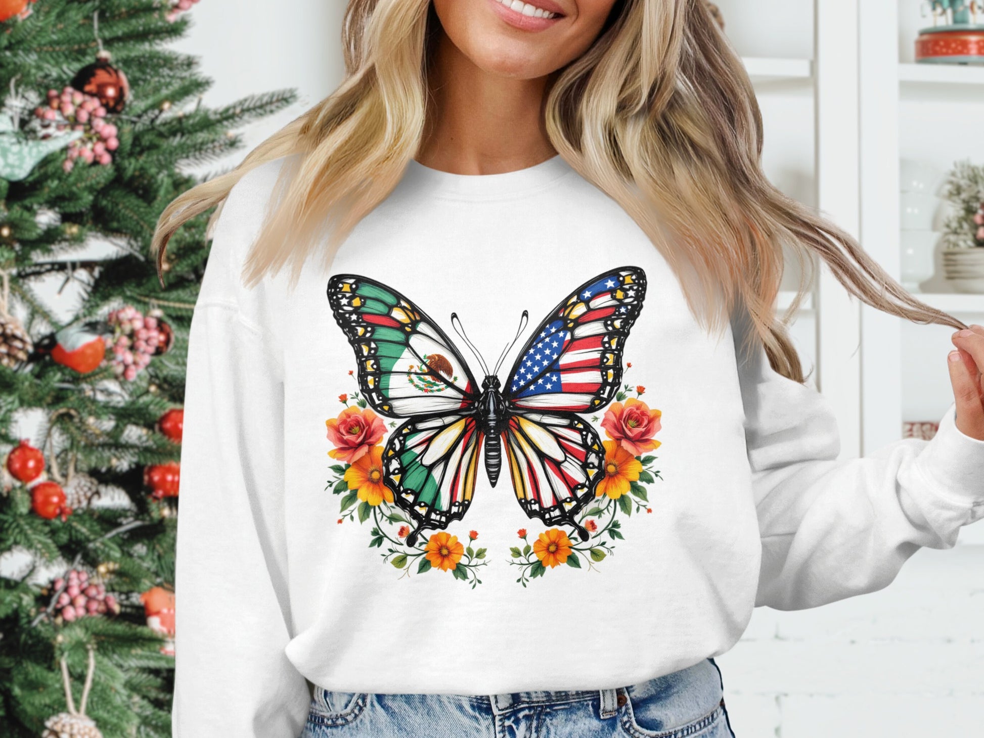 Butterfly Design with Flags Sweatshirt product type