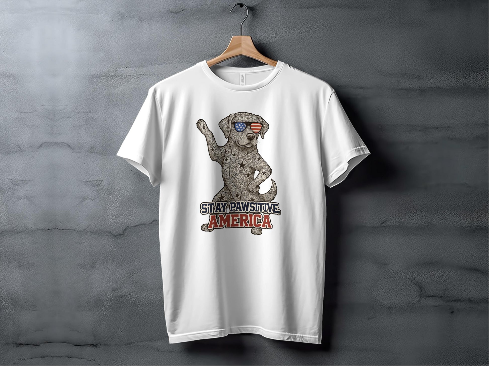 Stay Pawsitive America Patriotic Dog T-shirt product type