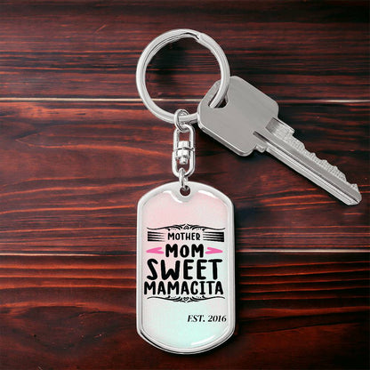 Custom Personalized Gift For Mom, Dog Tag with Swivel Keychain USA Made