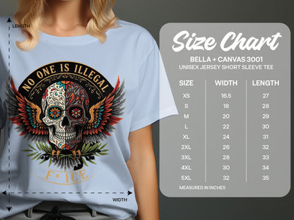 No One Is Illegal Skull Design Tee Shirt Product