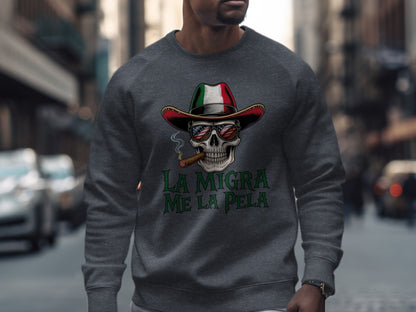 La Migra Me La Pela Skull Design Sweatshirt product