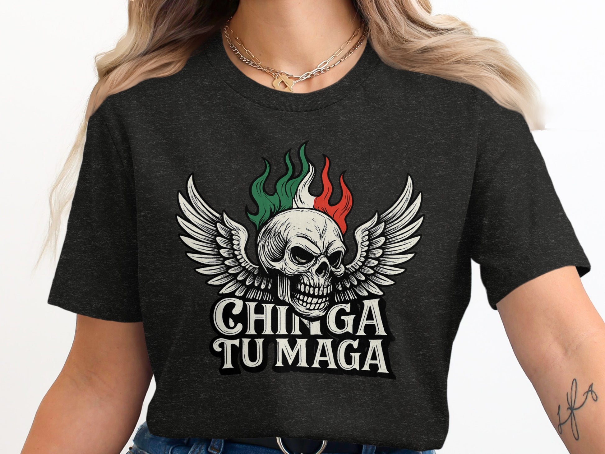 Chinga Tu Maga Skull Wings Graphic Tee product