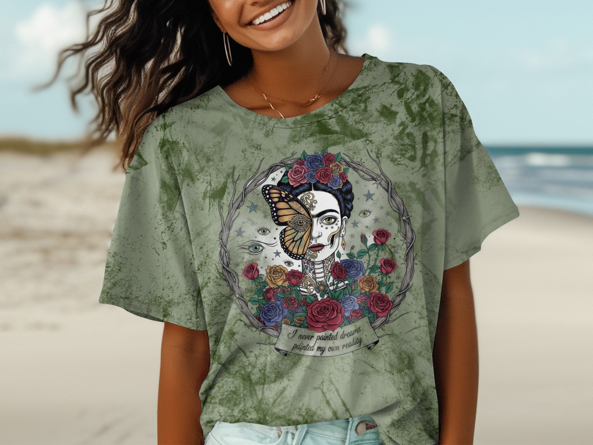 Frida Kahlo Artistic Design Graphic Tee Shirt