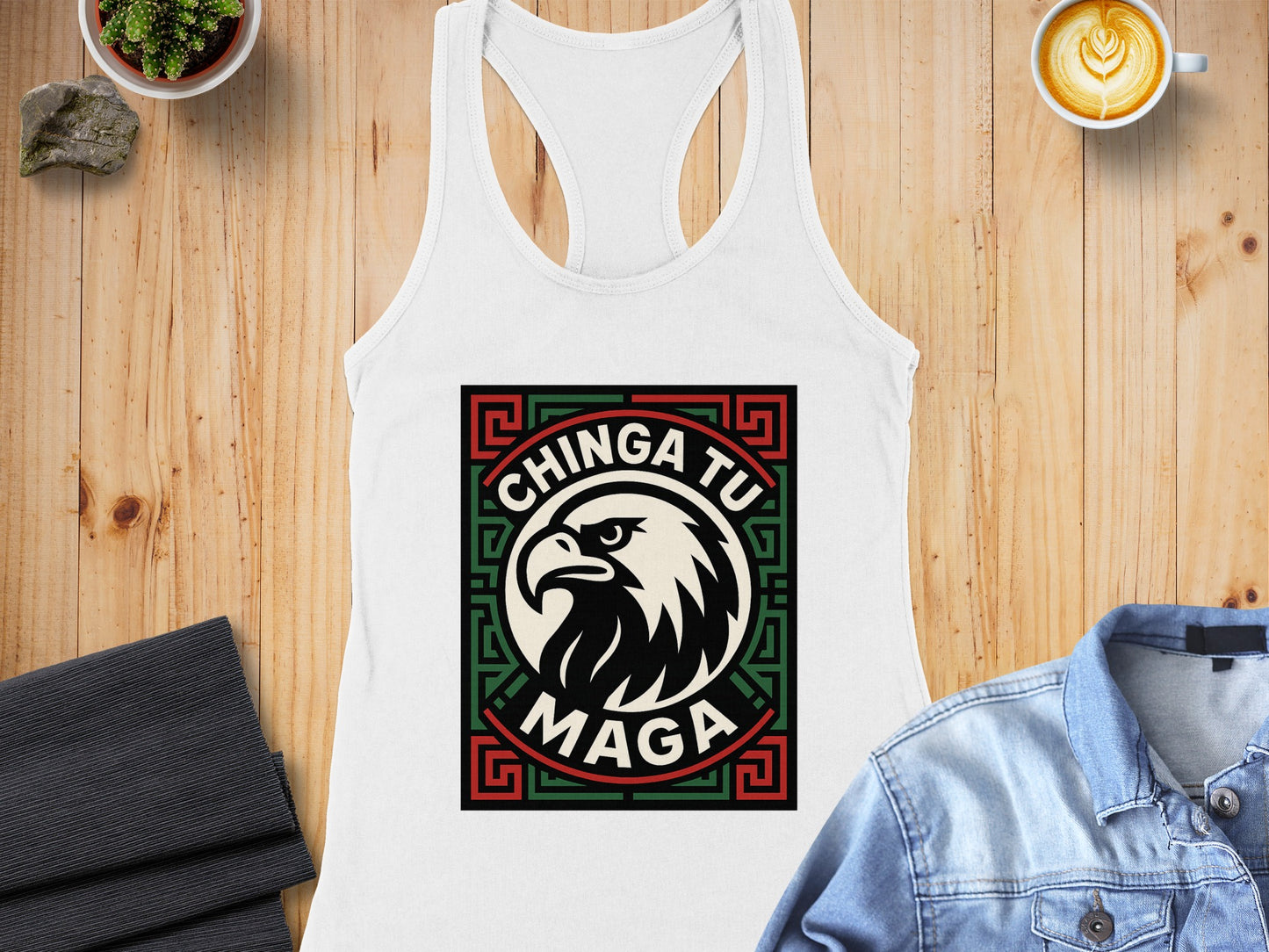 Chinga Tu Maga Tank Top with Eagle Design for Casual Wear