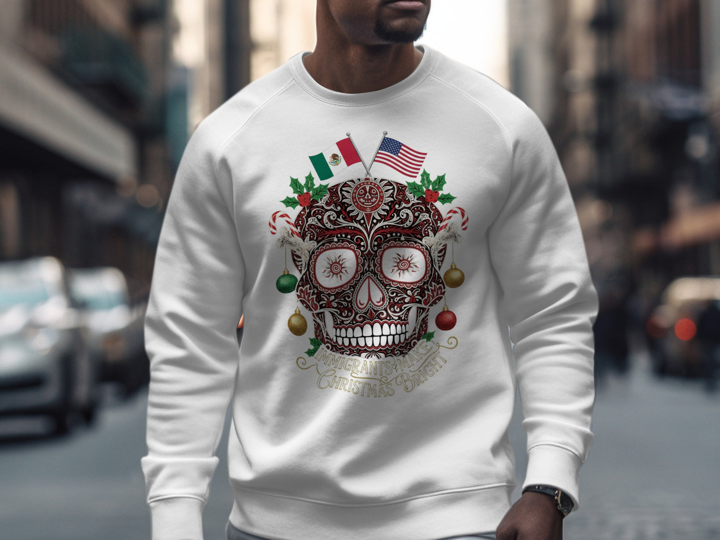 Mexican American Christmas Skull Themed Sweatshirt