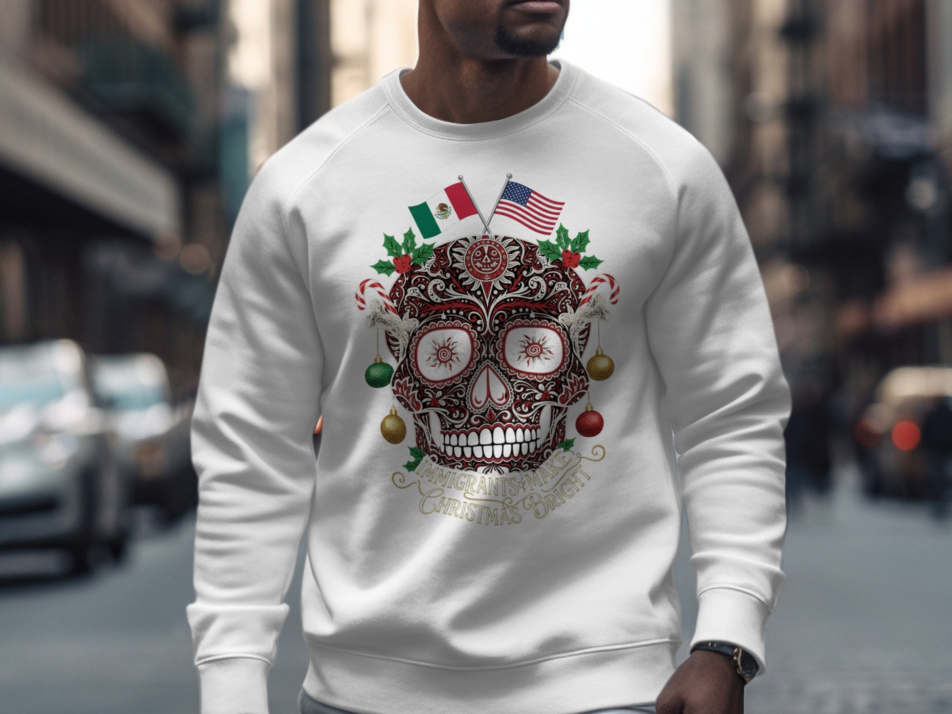 Mexican American Christmas Skull Themed Sweatshirt