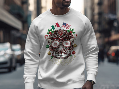 Mexican American Christmas Skull Themed Sweatshirt