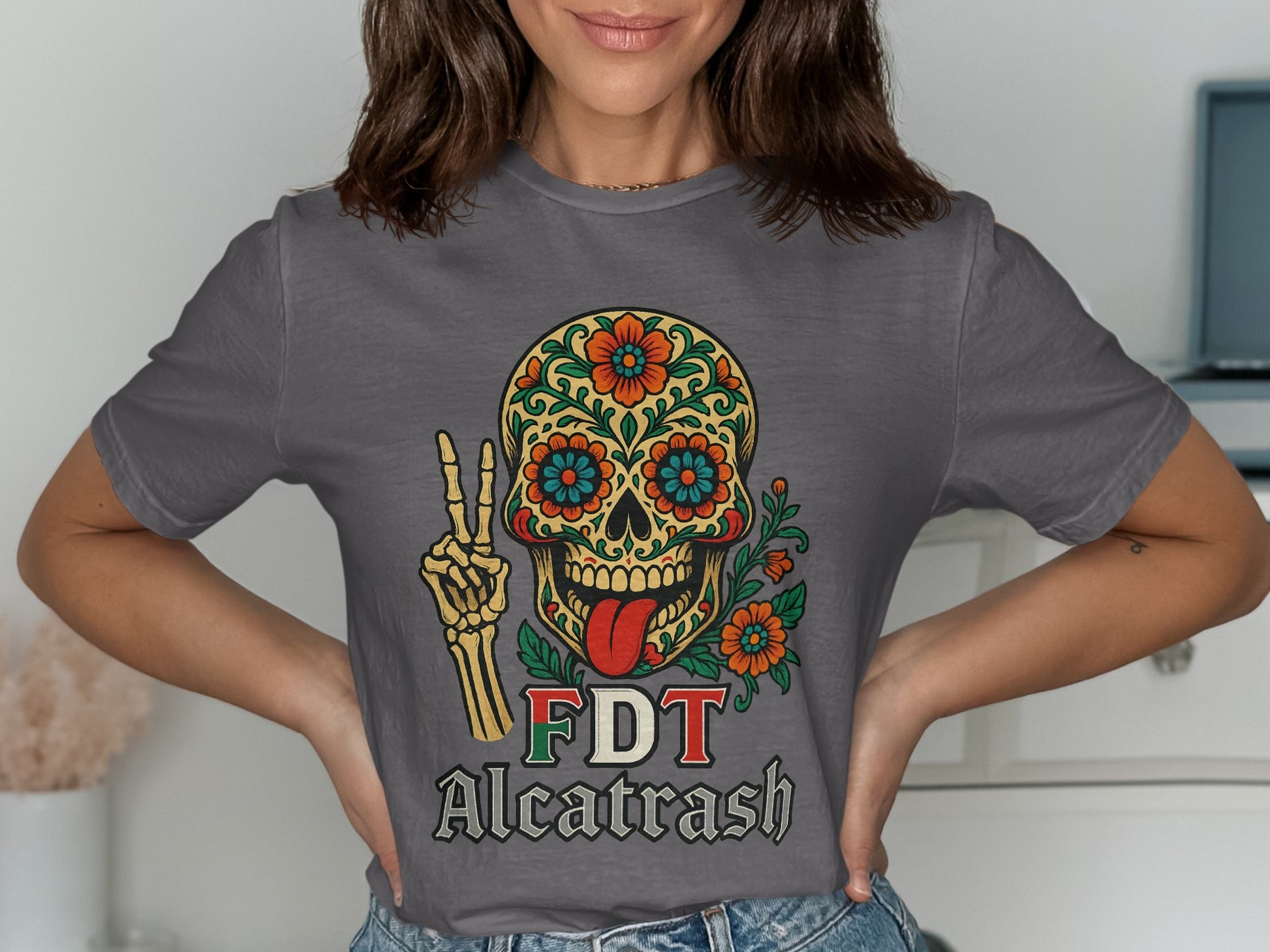 FDT Alcatrash Skull And Flowers Graphic T-Shirt product