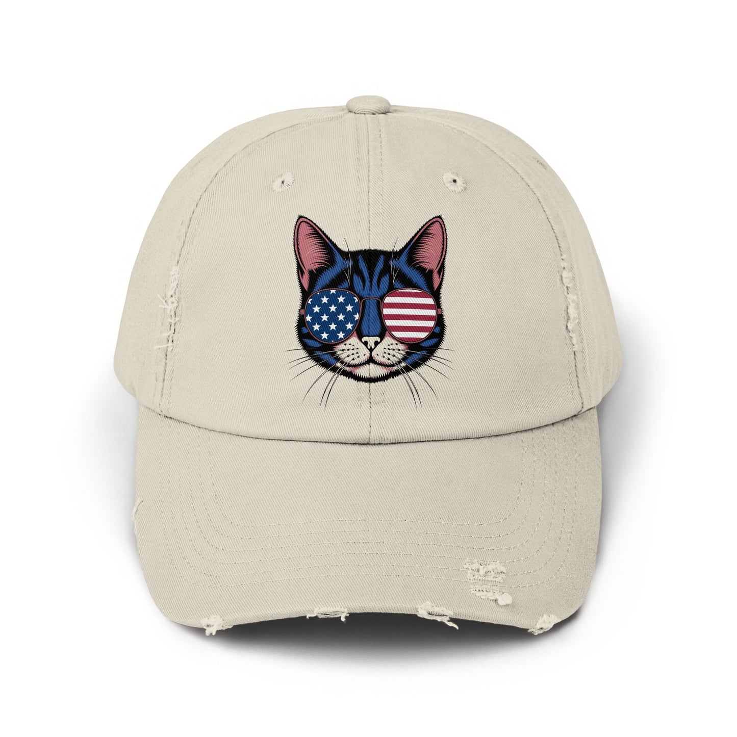 Patriotic Cat with Sunglasses Embroidered Hat product
