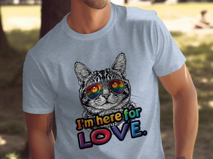 I'm Here for Love Cat with Glasses T-shirt product