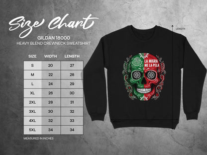 La Migra Me La Pela Skull Design on Sweatshirt product type