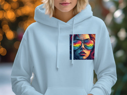 Vibrant Sunglasses Art Print Hoodie For Fashion product