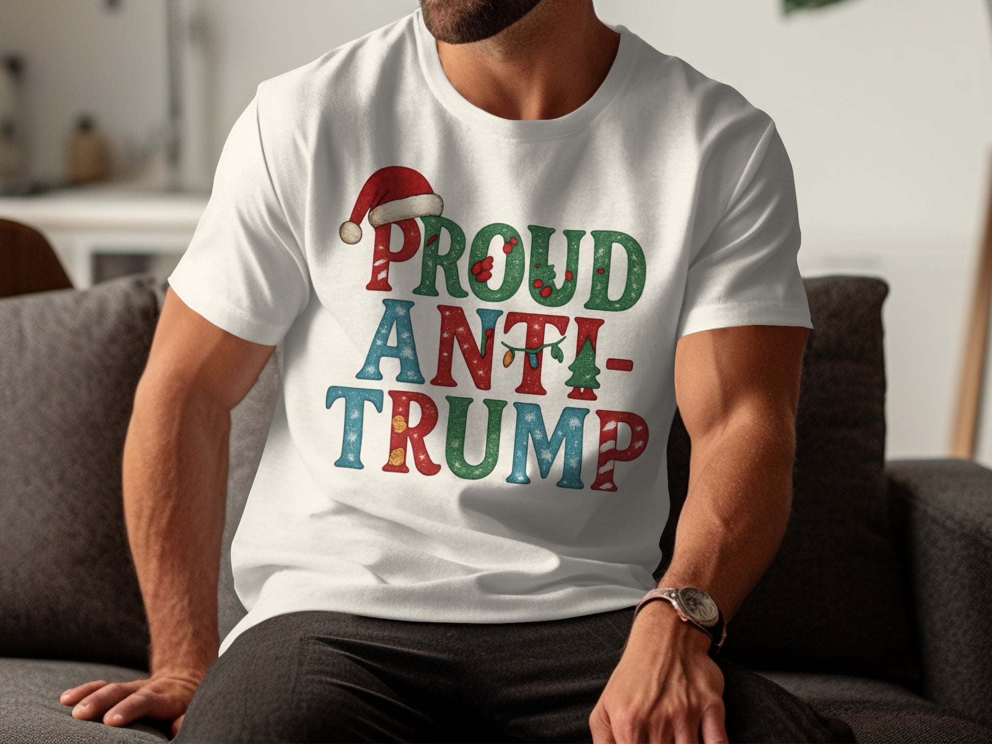 Proud Anti-Trump Christmas Print Fun T-Shirt