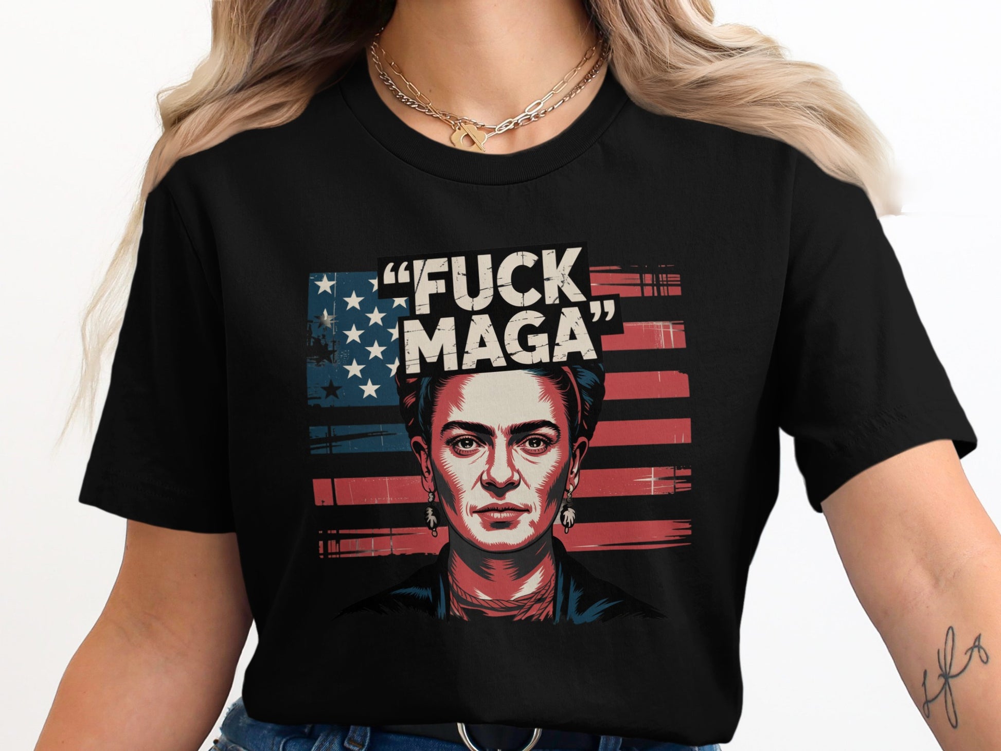 Fuck MAGA American Flag Graphic T-Shirt product