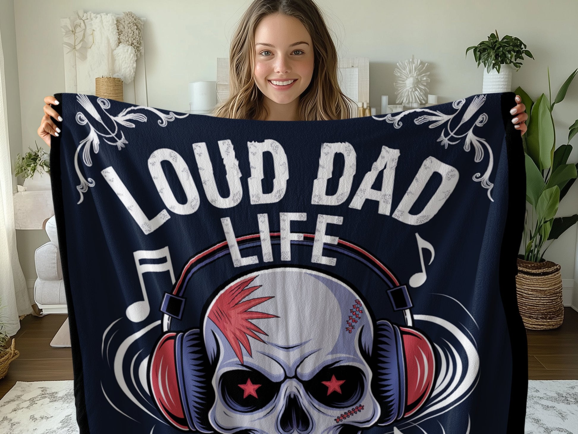 Loud Dad Life Skull Headphones Design Blanket product
