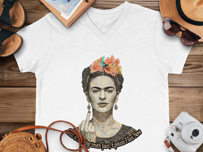 Frida Kahlo Art Print V-neck T-shirt Statement Apparel