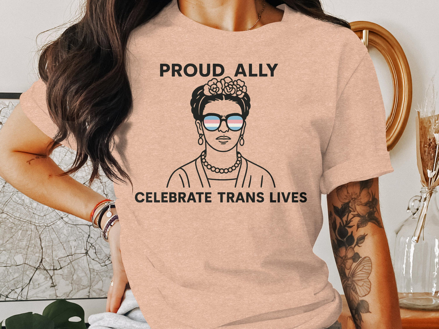 Proud Ally Celebrate Trans Lives Graphic Tee Product