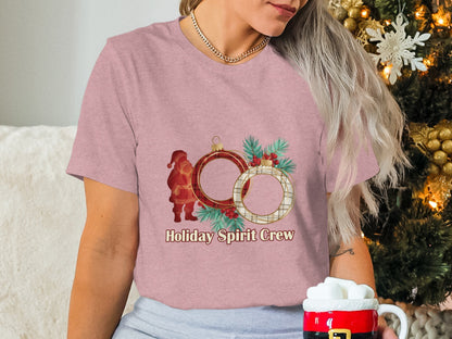 Festive Holiday Spirit Crew Graphic T-shirt Product