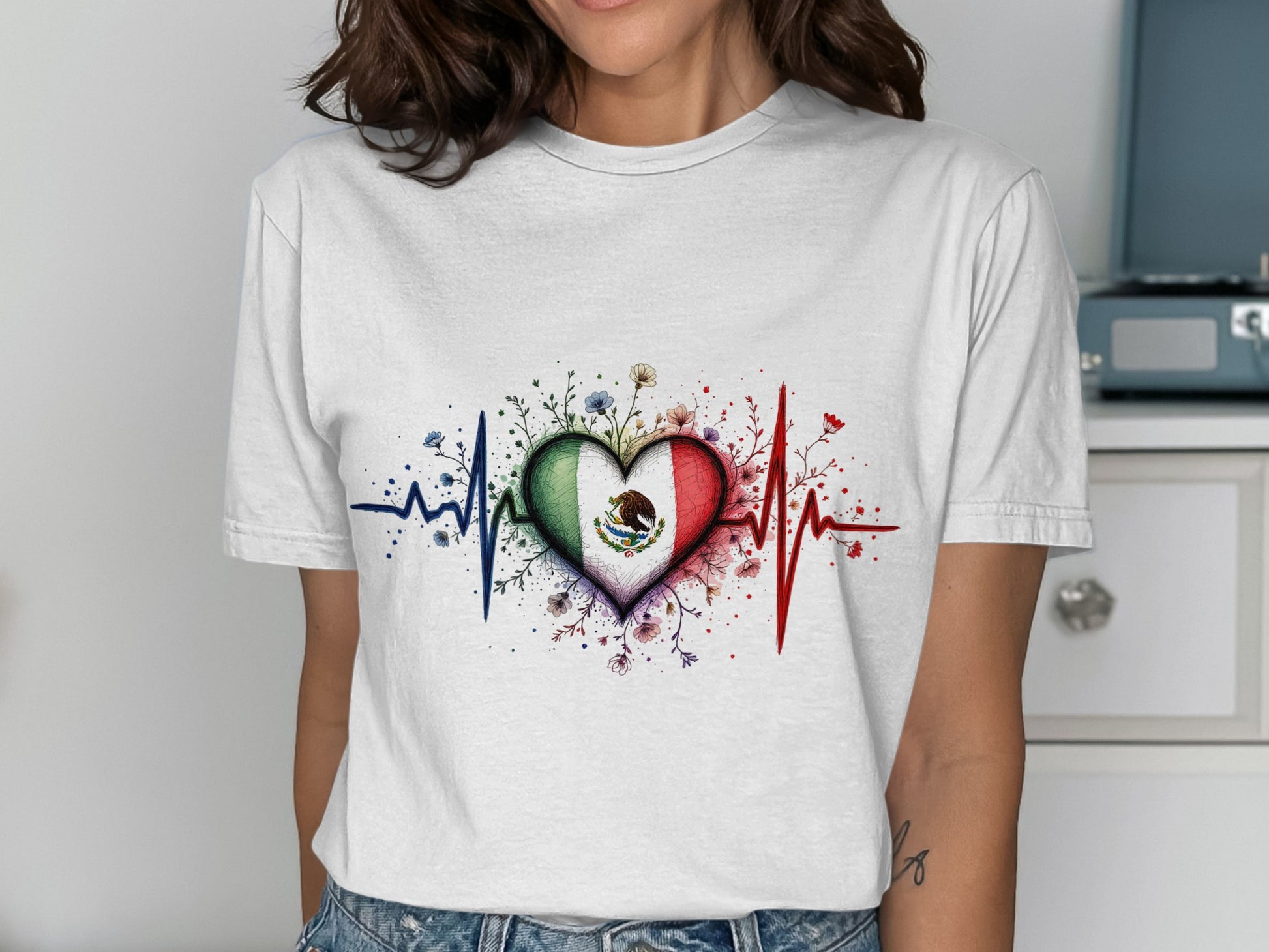 Heartbeat Design with Flag Heart T-Shirt product