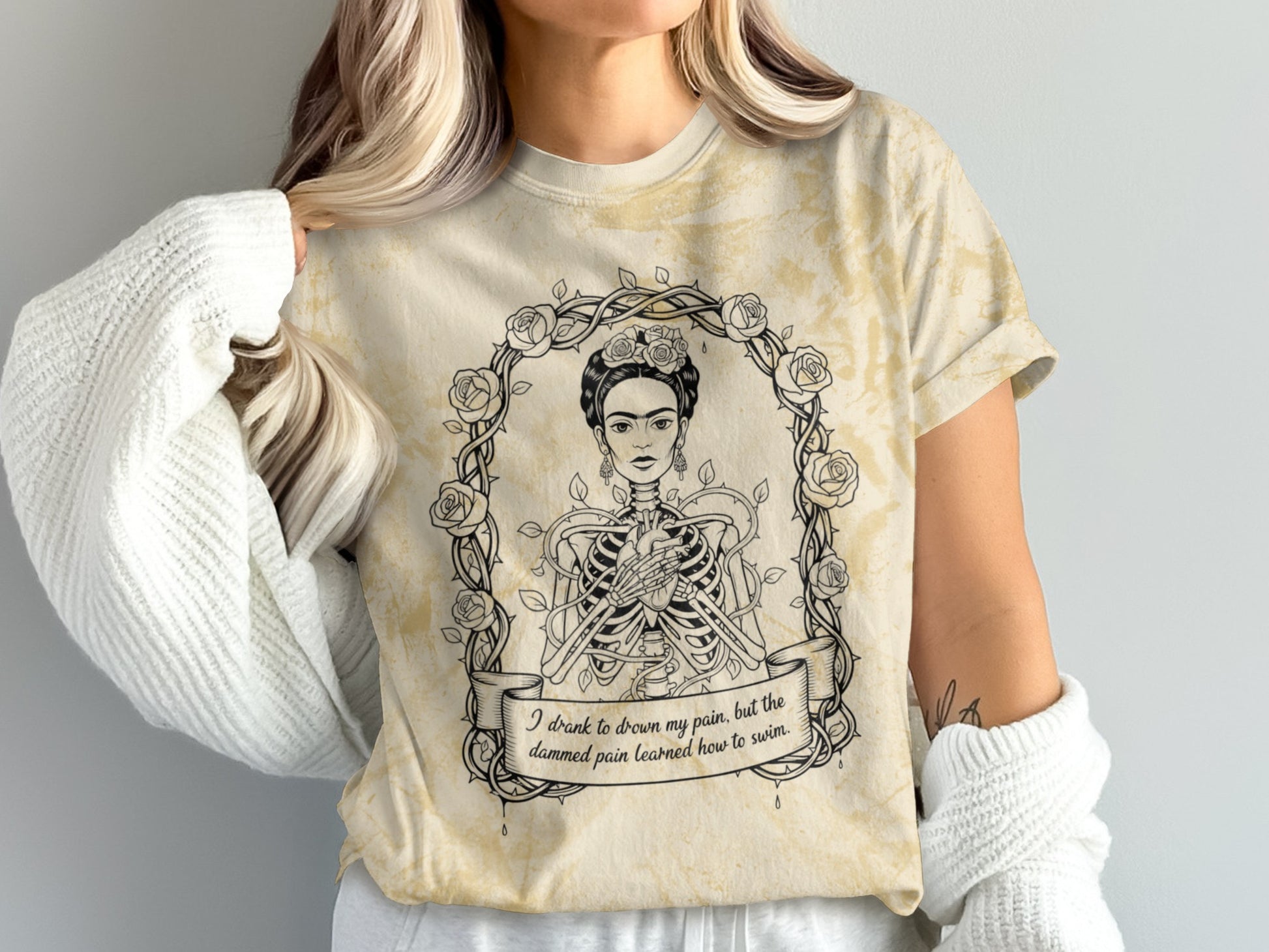 Frida Kahlo Inspired Art T-Shirt with Unique Design