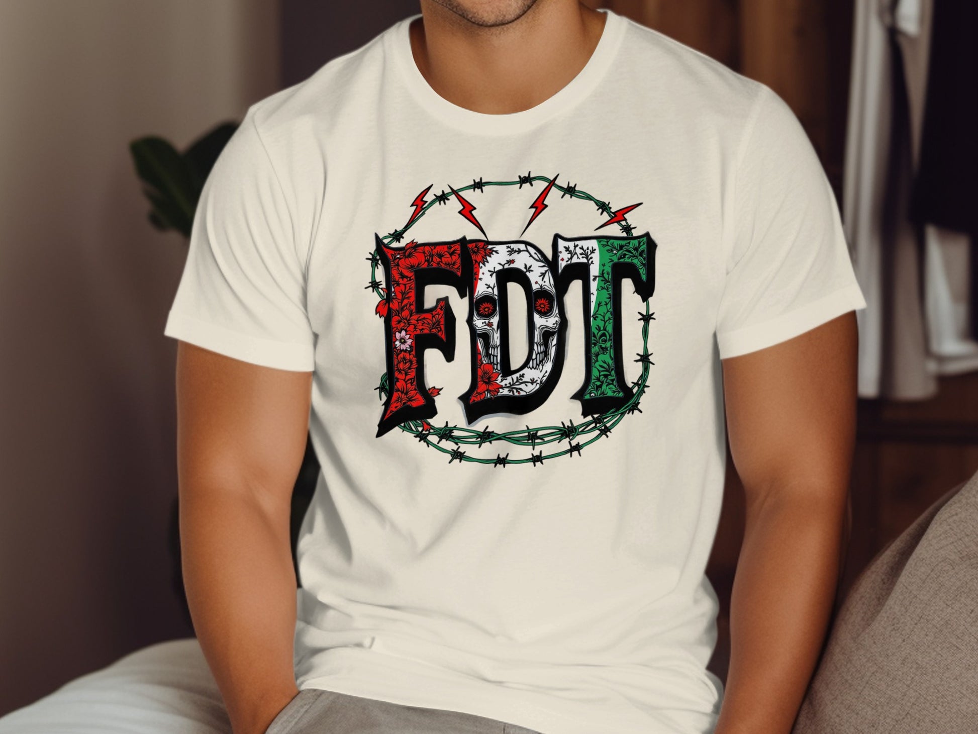 FDT Graphic Design with Barbed Wire and Flag T-shirt Product