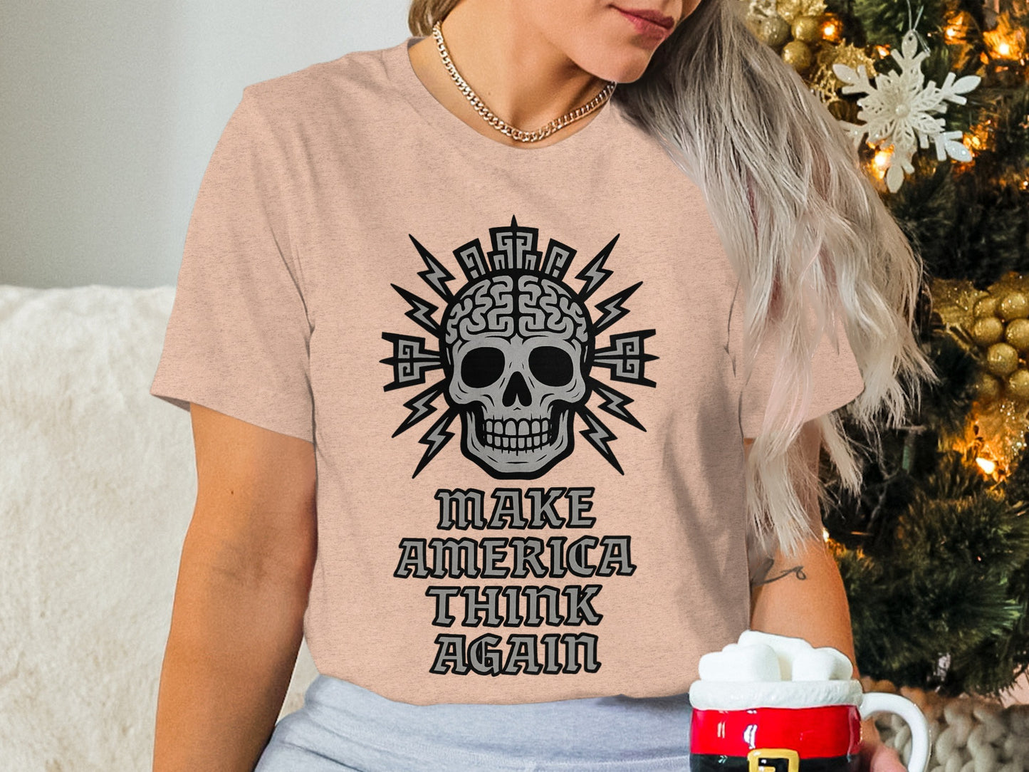 Make America Think Again Skull Graphic Shirt