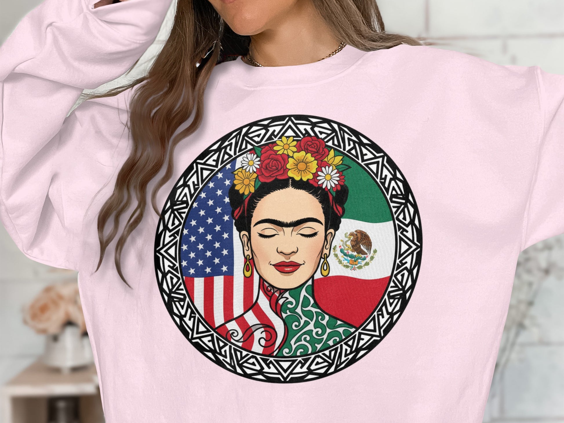 Frida Kahlo USA Mexico Artistic Print Sweatshirt